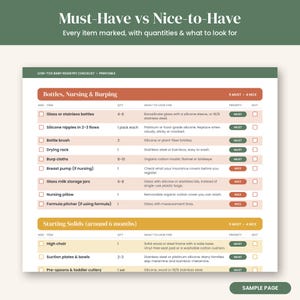 Baby Registry Checklist Printable, Low Tox Must Haves vs Nice to Have, Newborn Essentials List, Hospital Bag Checklist PDF image 4