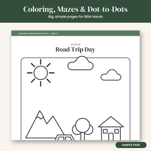 Toddler Road Trip Activities Printable, Airplane Activity Pack for Kids 2-5, Travel Busy Book, Car Bingo, I Spy, Coloring PDF image 6