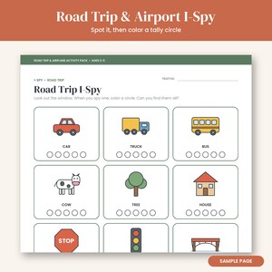 Toddler Road Trip Activities Printable, Airplane Activity Pack for Kids 2-5, Travel Busy Book, Car Bingo, I Spy, Coloring PDF image 5