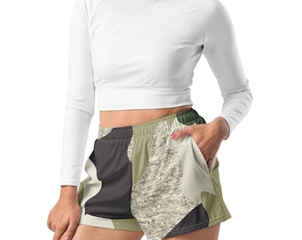 Shorts deportivos con estampado de camuflaje reciclado: shorts deportivos para correr para mujer