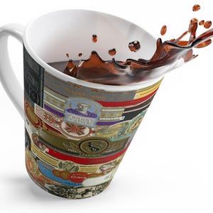 Cigar Bands Mug | Cigar Labels Collage | Latte Cup 12oz with Classic Cigar Band Art | New World Tobacco Brands