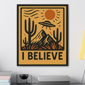 UFO &quot;I Believe&quot; Canvas Art: Funky Alien Enthusiast Decor