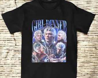 Beperkte Astarion Baldur's Gate 3 meisje diner Vintage T-shirt | Retro Gamer Gift Tee voor dames en heren Unisex Shirt Girl Dinner Collection