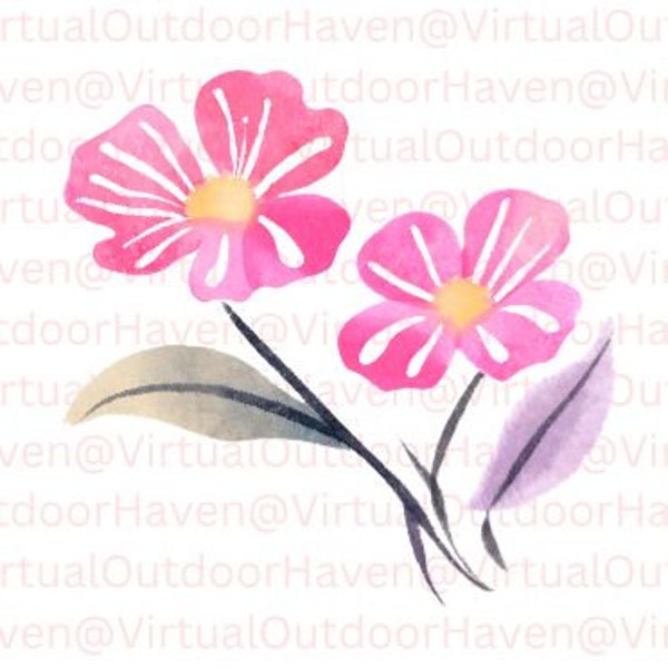 Pink Flowering Forest Bundle Pastel Watercolor Clipart SVG Set