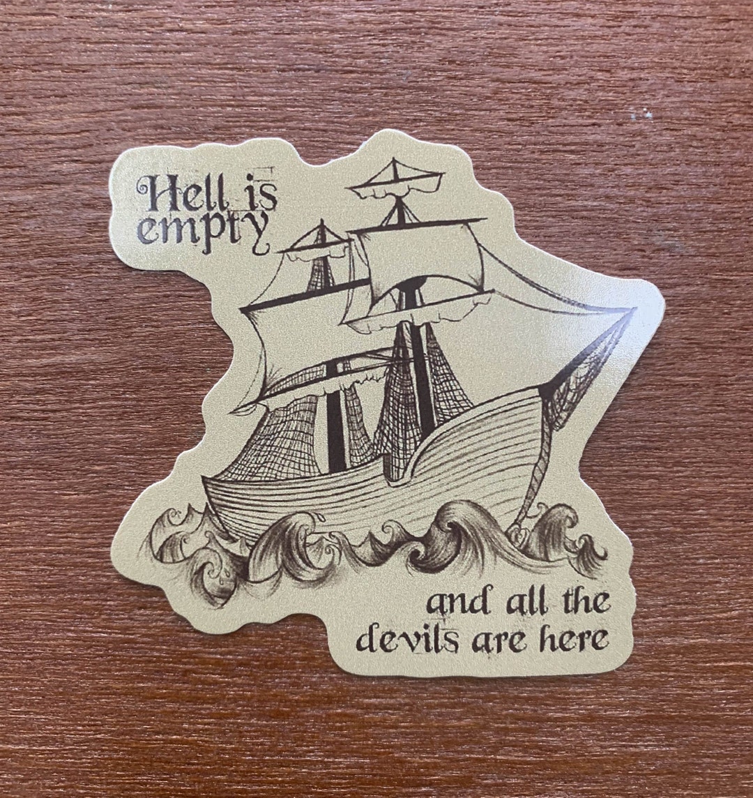 Shakespeare Vinyl Laptop Sticker the Tempest Hell is Empty Quote ...