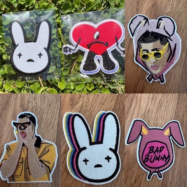 Bad bunny heart iron-on patch, bad bunny heart patch, bad bunny corazon, bad bunny ears patch, bad bunny un verano sin ti Benito patch