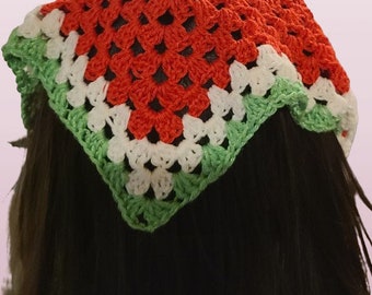 Handmade crochet watermelon bandana