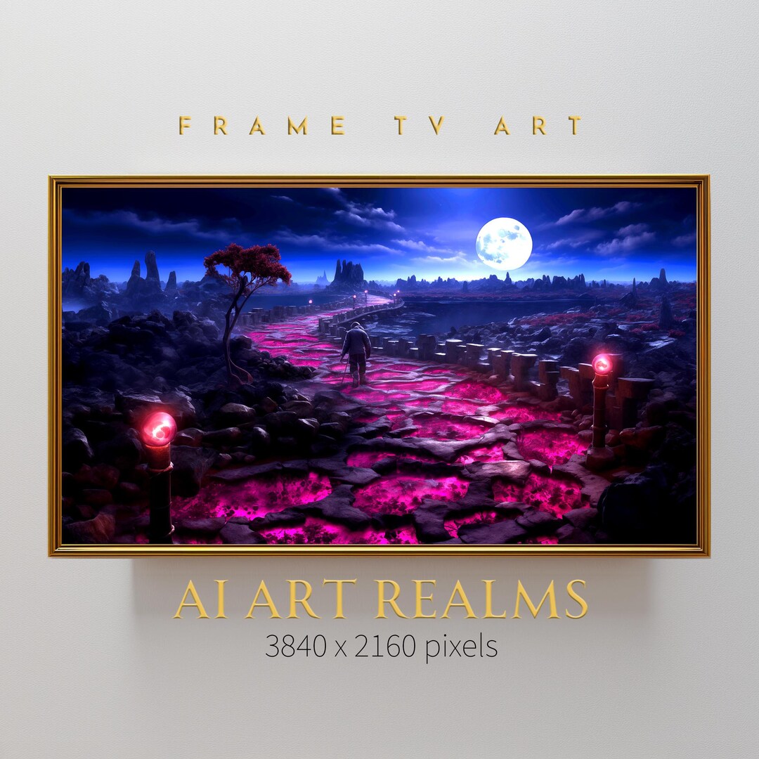 Mystical Alien Trail, Frame TV Art, Mystical Moonlit Path, Fantasy Art ...