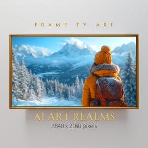 Alpine Serenity, Samsung Frame TV Art, Winter Wanderlust, Scenic Mountain, Nature Photography, Winter Landscape, Adventure. AIARFTV1056