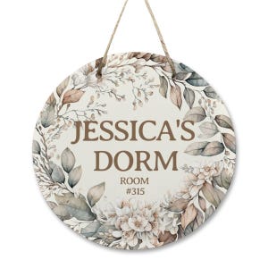 Assisted Living Door Sign Personalized Floral Wood Name Sign for Nursing Home, Dorm Room, Apartment & Senior Family Gift