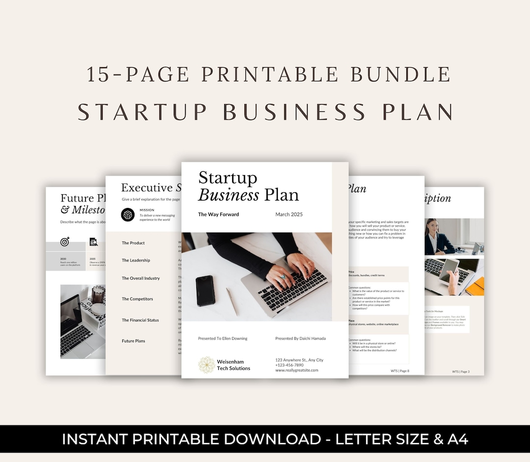 Editable Startup Business Plan Template: Canva Workbook (PDF) - Etsy