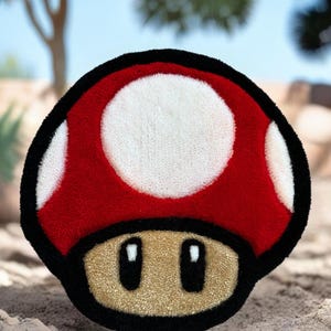 Mario Mushroom Head Custom Tuft Rug 14.75x14.75in