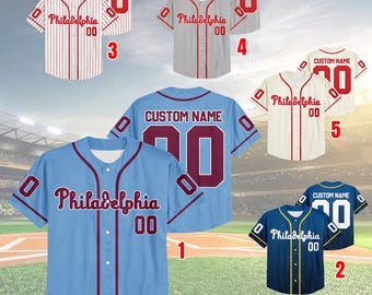 Custom Name & Number Philadelphia Baseball Team Jersey, Jersey For Fan, Baseball Lovers 8425MD36