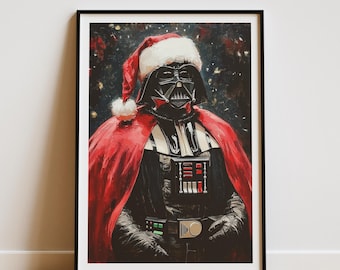 Darth Vader Christmas Portrait, "Sithmas Spirit", Star Wars Wall Art Poster, Digital Print Painting for Home Decor, Game Room, Holiday Gift