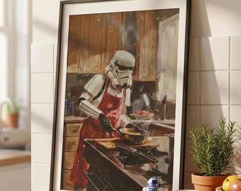Stormtrooper Digitaldruck Portrait, Star Wars Wandkunst, druckbares Gemälde für die Dekoration des Hauses, der Küche oder des Esszimmers