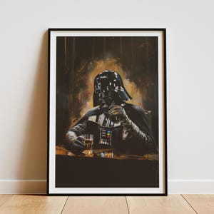 Darth Vader Digital Print Portrait, &quot;Distilled Darkness&quot;, Funny Star Wars Wall Art, Painting for Home Decor, Game Room, Father&#39;s Day Gift