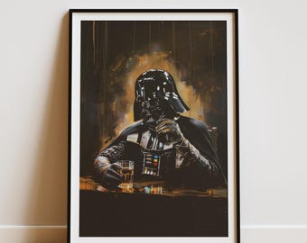 Darth Vader Digital Print Portrait, "Distilled Darkness", Funny Star Wars Wall Art, Painting for Home Decor, Game Room, Father's Day Gift