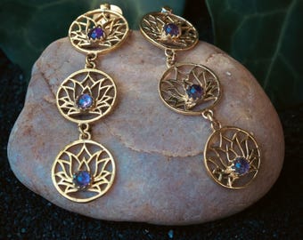 Messing oorbellen - Lotus Trail - Amethist