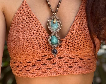 Chrysocolla Turquoise drievoudige hanger