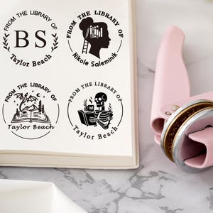 Timbro per libri personalizzato, personalizzato dalla biblioteca del timbro per libri, timbro per biblioteca, ex libris, regalo per amanti dei libri