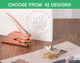 Custom Book Stamp Embosser, Library Stamp Embosser, From The Library Of Paper Embosser, Floral Stamp, Ex Libris Book Lover Gift