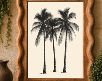 Minimalist Palm Tree Art Print, Coastal Bohemian Decor (Digital Download)