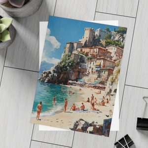Italian Beach  Postcard Bundles (envelopes not included)  | Bestselling Italian Artwork | Italy Coastal Village Art | Positano Amalfi Coast