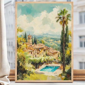 Scenic Tuscan Summer Digital Watercolor Print Bestselling Tuscany Italy Digital Art Instant Download Printable Home Italian Wall Art Decor