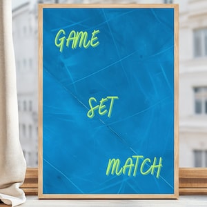 Game Set Match Tennis Wall Art, Wimbledon Inspired Digital Print, Tennis Court Poster, Motivational Sports Decor, Gift for Tennis Lover