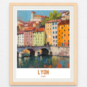 Lyon France Travel Poster Best Selling Digital Download Artwork Home Decor Painting Design Travel Enthusiasts Auvergne Rhône Alpes Region