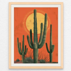 Saguaro Cactus Desert Sunset Digital Print, Southwestern Home Decor Arizona Landscape, Boho Desert Inspired Style, Instant Download Wall Art