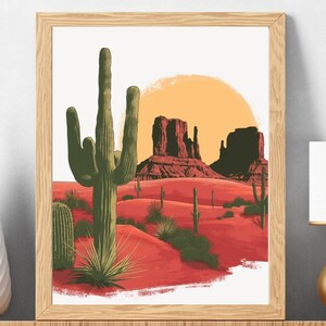 Saguaro Cactus Desert Sunset Digital Print, Southwestern Home Decor Arizona Landscape, Boho Desert Inspired Style, Instant Download Wall Art