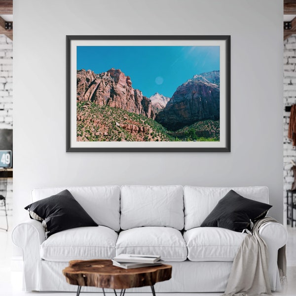 Zion National Park Outdoors Photography Digital Print - Instant Download - Nature Lover - Color Photo - Mountains Sky Utah