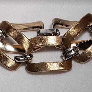 Sterling Silver Large Link Vermeil Bracelet Stamped 925 Italy