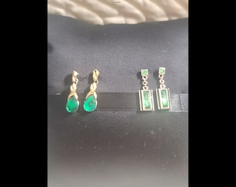 2 paar gesigneerde Butler-oorbellen, groen kristal, uit de Fifth Avenue-collectie, goed cadeau voor verjaardag of Moederdag, hoge kwaliteit