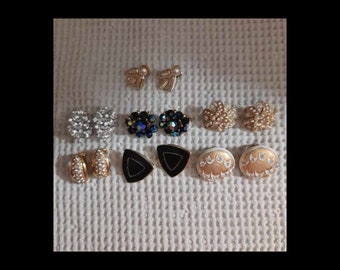 7 pairs of vintage clip on earrings