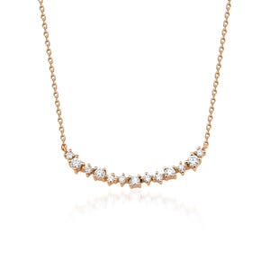 14K Gold Diamond Bar Halskette - Zertifizierte Natürliche Diamant Halskette für Frauen - Geschwungener Bar Diamant Anhänger, feiner Schmuck für Weihnachten