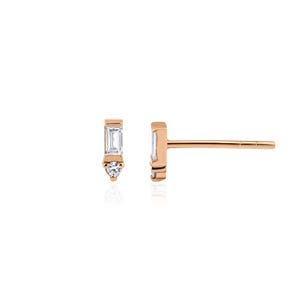 Aretes de diamantes baguette - Aretes de diamantes naturales en oro de 14 quilates - Joyas delicadas para el Día de la Madre - Aretes de diamantes baguette con diamante genuino