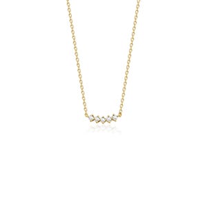 天然ダイヤモンドバーネックレス - 女性用認定ダイヤモンドネックレス - 14Kソリッドゴールドカーブバーペンダント、母の日の豪華なジュエリーギフト