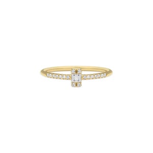 14k Gold  Baguette and Half Eternity Diamond Ring, Dainty Wedding Band, Minimalist Engagement Ring, Tiny Diamond Promise Ring
