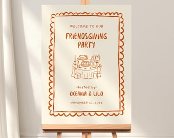 Friendsgiving Party Willkommensschild Wunderliches Herbst Herbst Potluck Zeichen Urlaub Thanksgiving Willkommensschild Friendsgiving Dinner Party Zeichen Freund
