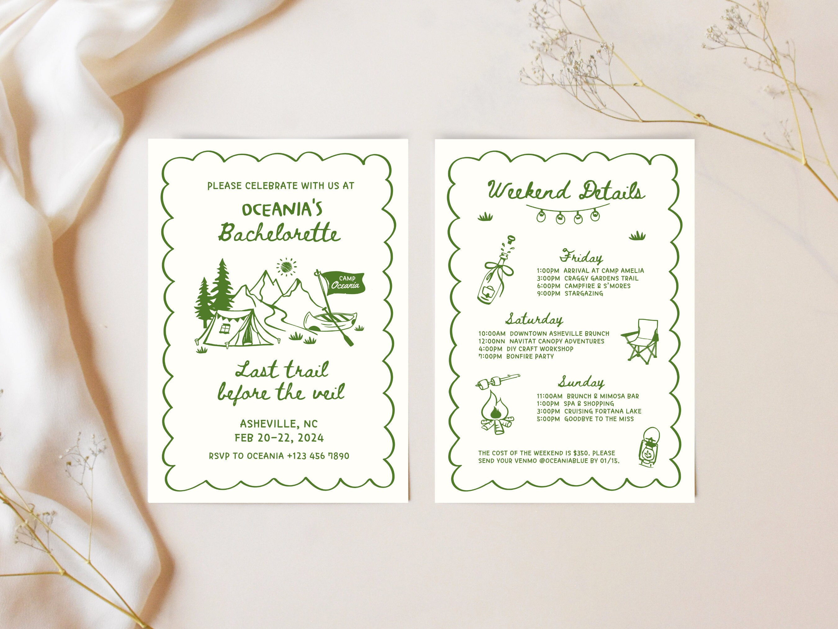 Camp Bachelorette Party Invitation, Last Trail Before the Veil, Weekend ...