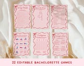 Bachelorette Party Games Bundle Wavy Pink and Red Bridal Games Hen Do Party Games Adult Fun Bridal Shower Games Printable Bachelorette Games