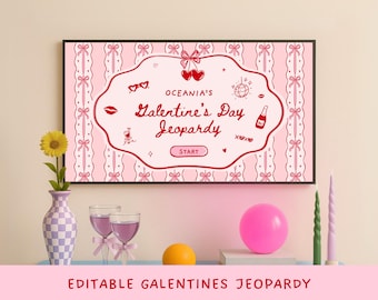 Galentines Day Jeopardy Valentines Day Party Bearbeitbare Jeopardy Galentines in Canva Fun Valentines Girls Night Trivia Spiele Galentines