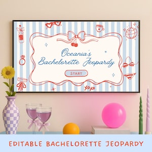 Bachelorette Jeopardy Party Spiele für Hen Party Editierbare Braut Jeopardy Powerpoint Spiele in Canva Jeopardy Spaß Brautdusche Hen Do