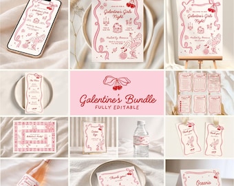 Galentines Day Einladung Bundle Galentines Mädchen Nacht laden Spaß Galentines Spiele Bundle Galentines Evite Hand gezeichnetes Valentinstag Bundle