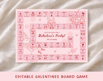 Galentines Day Drinking Board Game Editable Galentines Day Games Fun Valentines Day Dice Games for Adults Girls Night Board Games Valentine