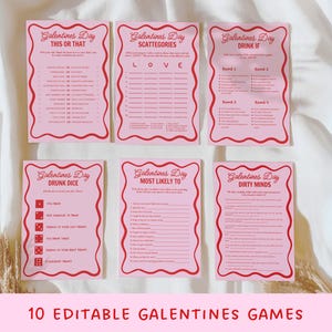 Wieczór gier Galentine dla dorosłych Zabawne gry na Walentynki Pakiety imprezowe Czerwone gry do druku Wieczór dla pań Gry imprezowe Galentine na Walentynki