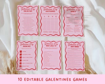 Galentine Games Night voor volwassenen Leuke Valentijnsspelletjes Feestbundels Rode afdrukbare Ladies Night Galentines-feestgames voor Valentijnsdag