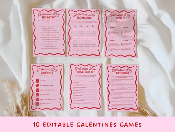Galentine Games Night for Adults Fun Valentines Day Games Party Bundles Red Printable Ladies Night Galentines Party Games for Valentines Day